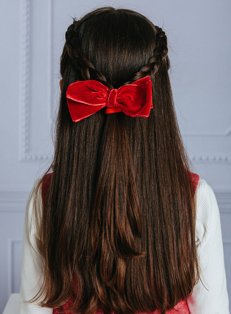 Velvet Bow Hair Bobble in Red