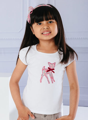 Fawn Appliqué Jersey Top
