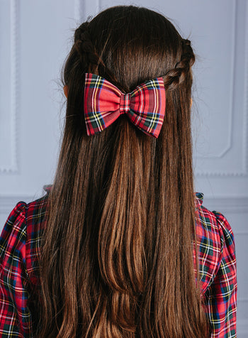 Bow Hair Clip in Red Plaid