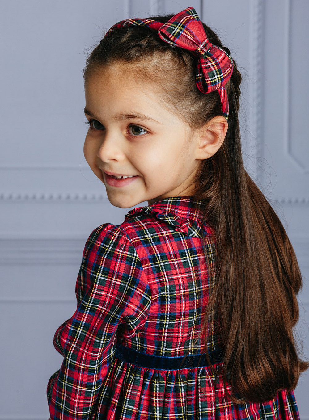 Big Bow Alice Band in Red Plaid