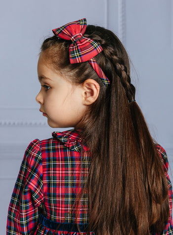 Big Bow Alice Band in Red Plaid