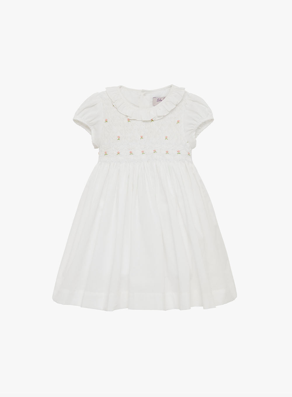 Baby Willow Rose Hand Smocked Dress in White