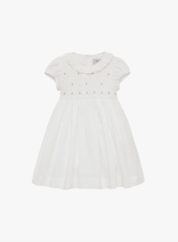 Baby Willow Rose Hand Smocked Dress in White