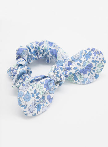 Bow Scrunchie in Blue Danjo