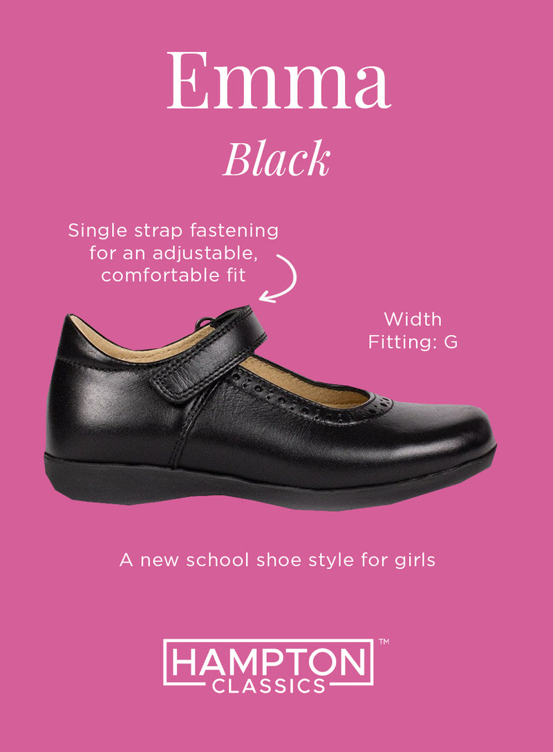 Hampton Classics Emma Wide Fit School Shoes in Black