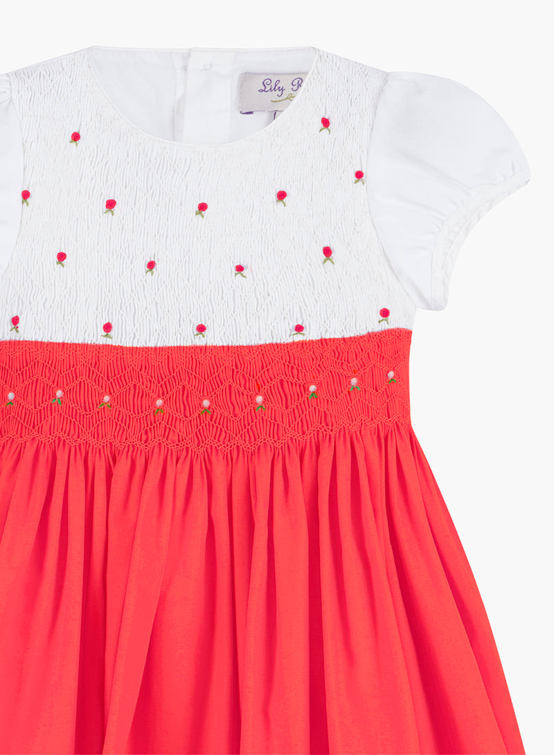 Rose Hand Smocked Dress in Watermelon