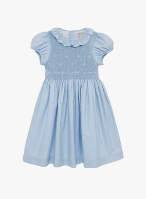 Willow Rose Hand Smocked Dress in Cornflower Blue
