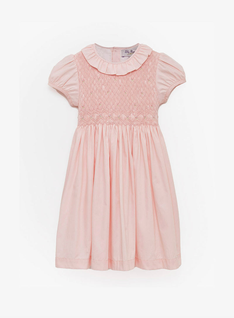 Willow Rose Hand Smocked Dress in Pink