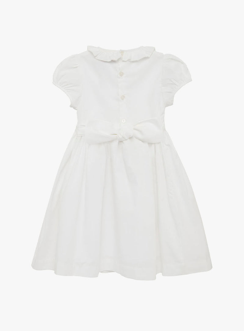 Willow Rose Hand Smocked Dress in White