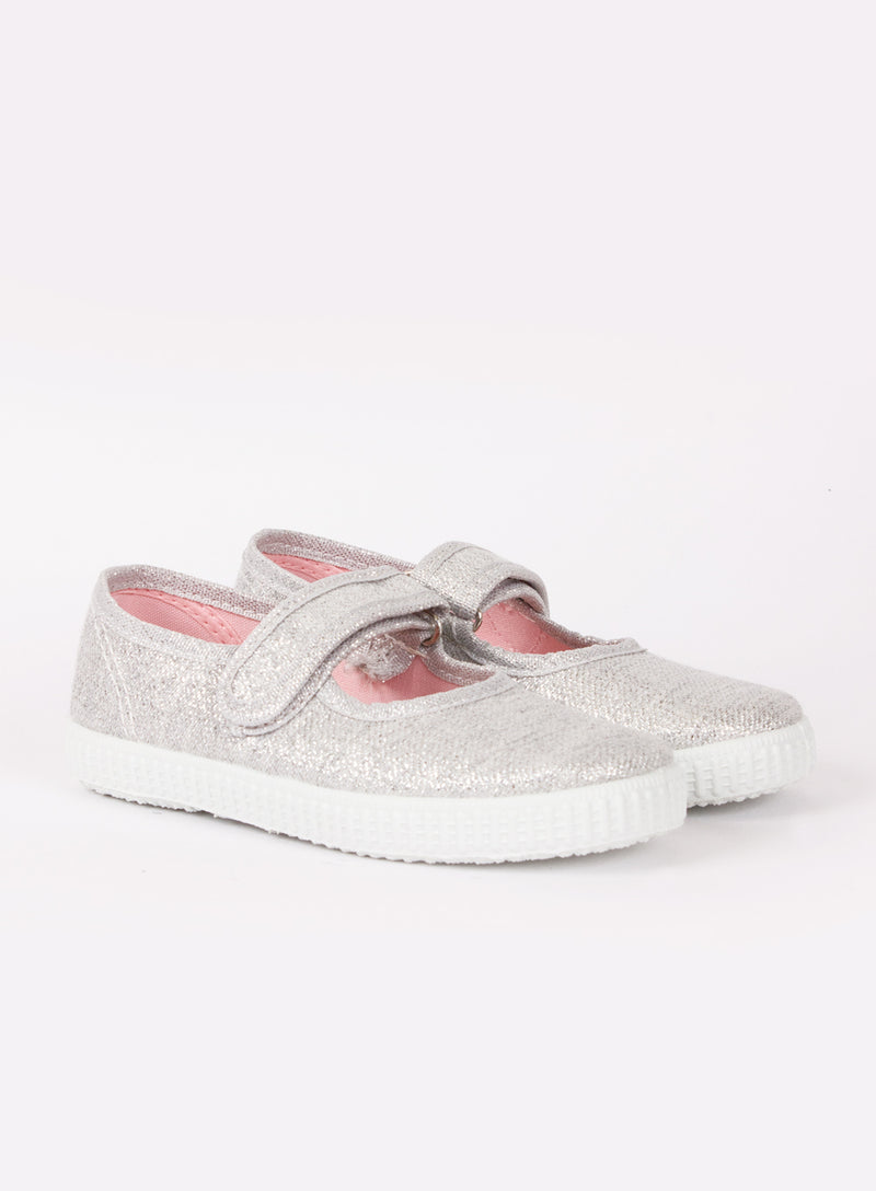 Hampton Canvas Martha Shoes in Silver