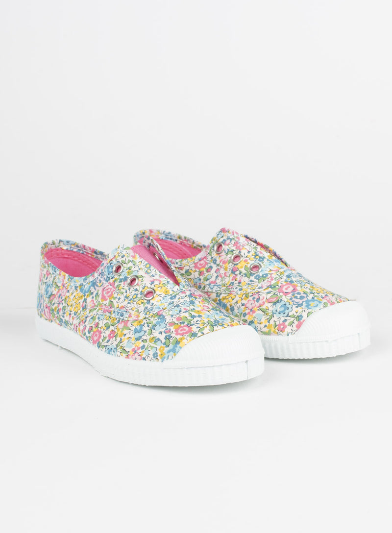 Hampton Canvas Plum Print Plimsolls in Emma Georgina