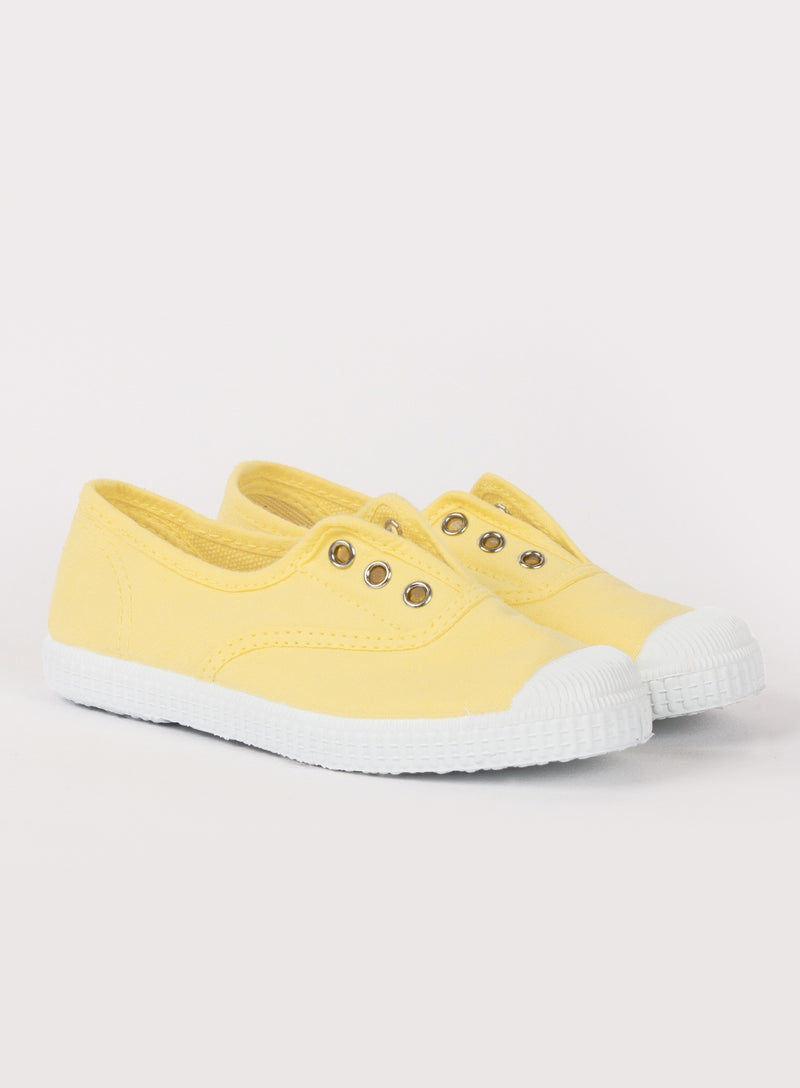 Hampton Canvas Plum Plimsolls in Lemon