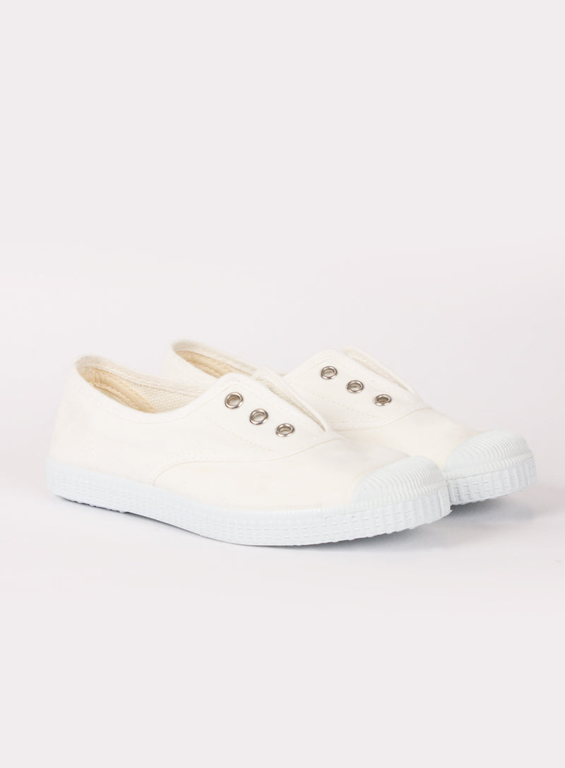 Hampton Canvas Plum Plimsolls in White