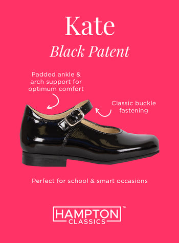 Hampton Classics School Shoes Hampton Classics Kate School Shoes in Black Patent - Trotters Childrenswear
