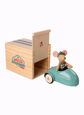 Maileg Mouse Blue Car with Garage