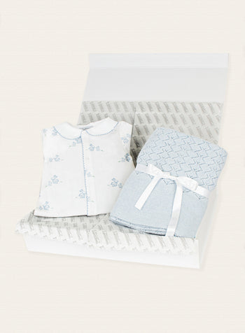 Little Blue Onesie and Blanket Set