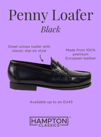 Hampton Classics School Shoes Hampton Classics Penny Loafer in Black - Trotters Childrenswear