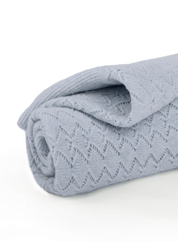 Little Pointelle Blanket in Pale Blue