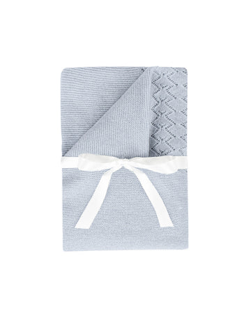 Little Pointelle Blanket in Pale Blue
