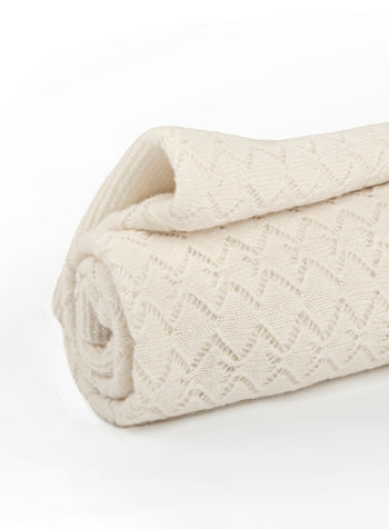 Little Pointelle Blanket in Off White