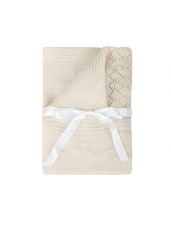 Little Pointelle Blanket in Off White