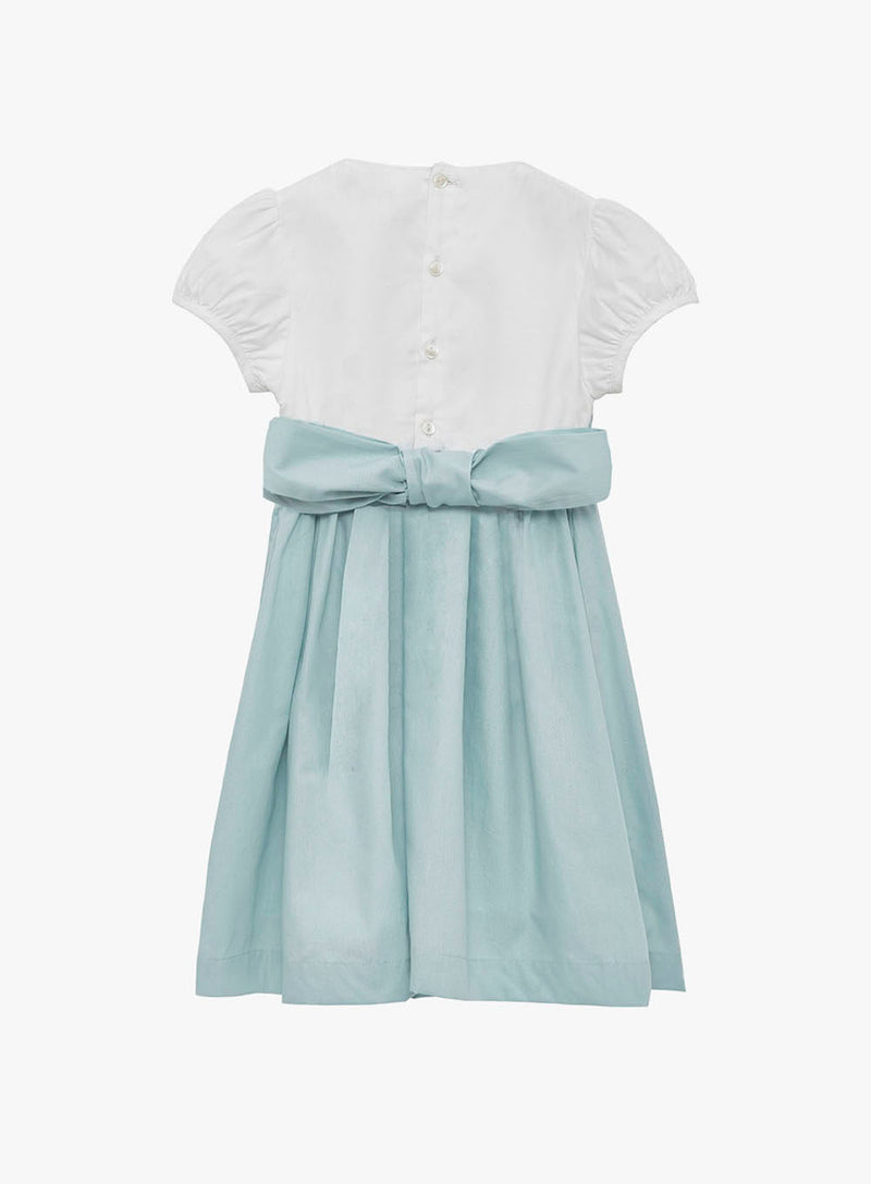 Rose Hand Smocked Dress in Sea Blue