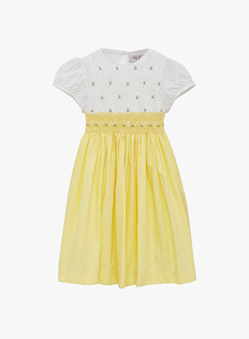 Rose Hand Smocked Dress in Lemon