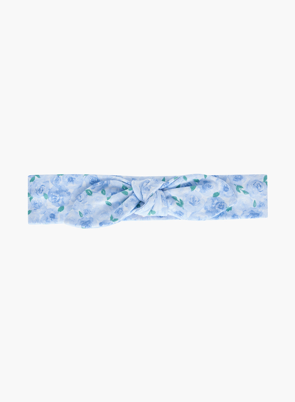 Rosie Jersey Bow Headband in Pale Blue Rose