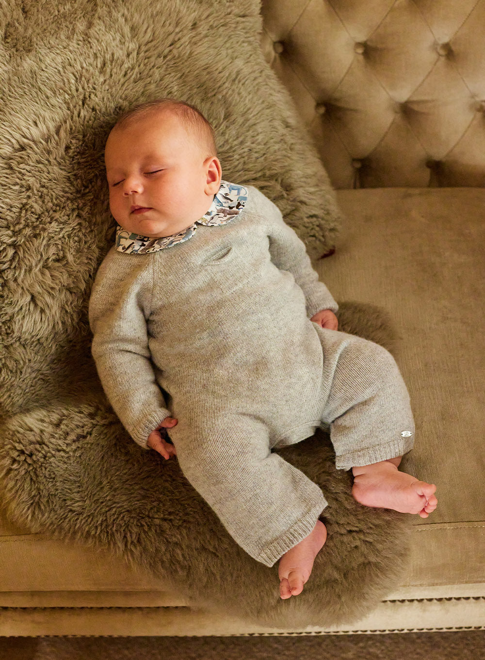Little Knitted Onesie in Zoo Print
