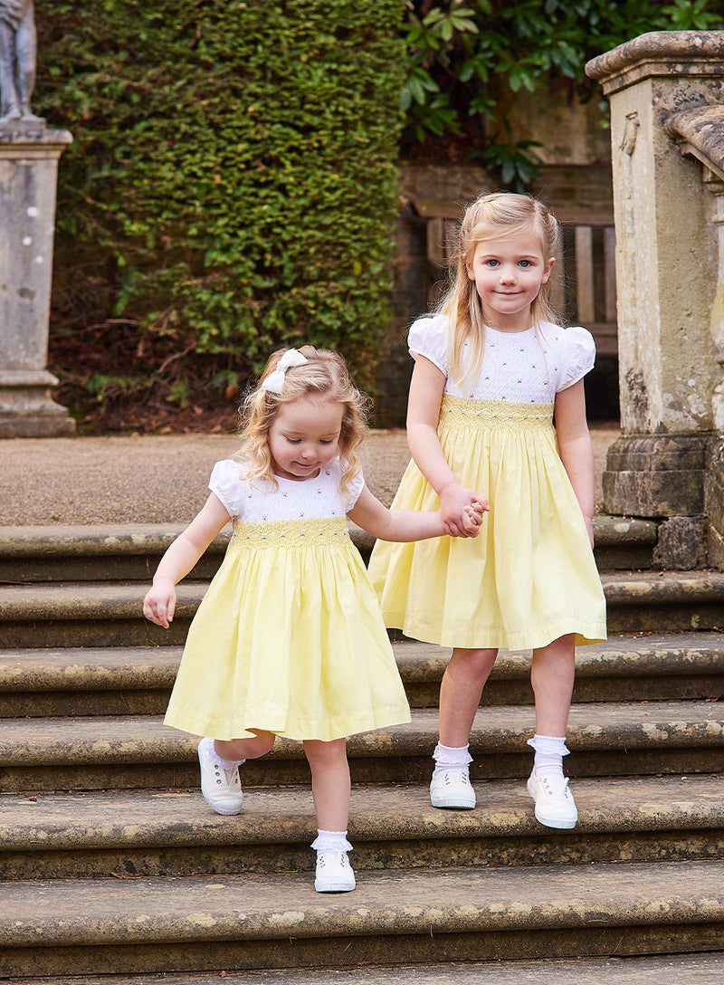 Rose Hand Smocked Dress in Lemon