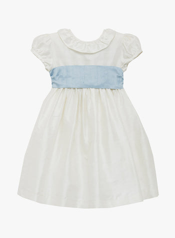 Victoria Dress in Ivory/Blue