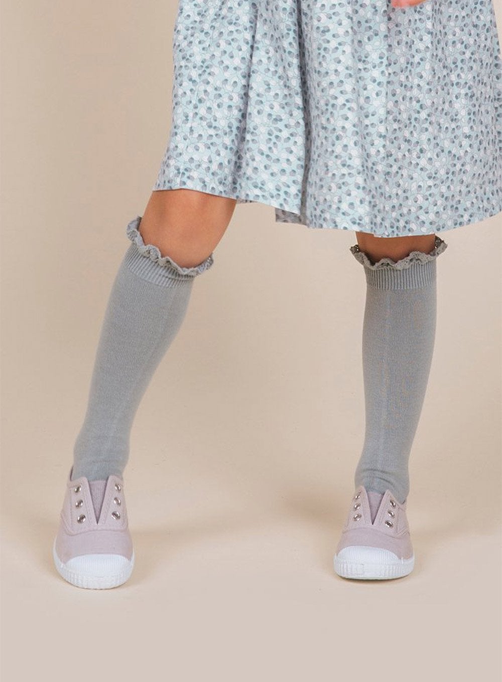 Chelsea Clothing Company Socks Knee High Lace Top Socks in Sage - Trotters Childrenswear