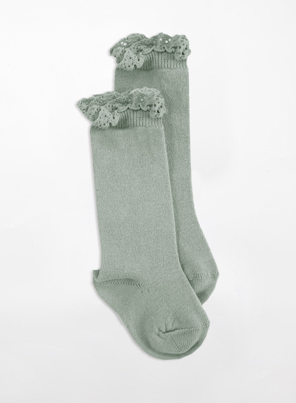 Chelsea Clothing Company Socks Little Knee High Lace Top Socks in Pale Blue - Trotters Childrenswear