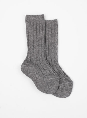 Chelsea Clothing Company Socks Little Ribbed Knee High Socks in Grey - Trotters Childrenswear