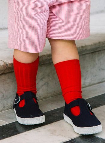 Chelsea Clothing Company Socks Little Ribbed Knee High Socks in Red