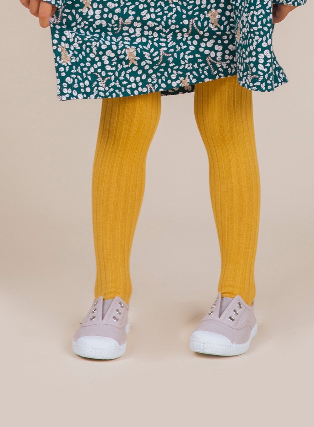 Chelsea Clothing Company Tights Ribbed Tights in Mustard