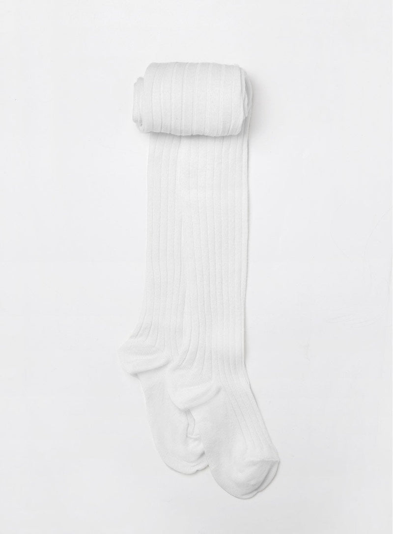 Chelsea Clothing Company Tights Ribbed Tights in White - Trotters Childrenswear
