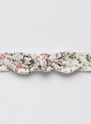 Confiture Alice Bands Arabella Jersey Bow Headband in Pink Floral - Trotters Childrenswear
