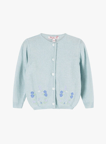 Confiture Cardigan Little Emily Embroidered Cardigan in Sea Green