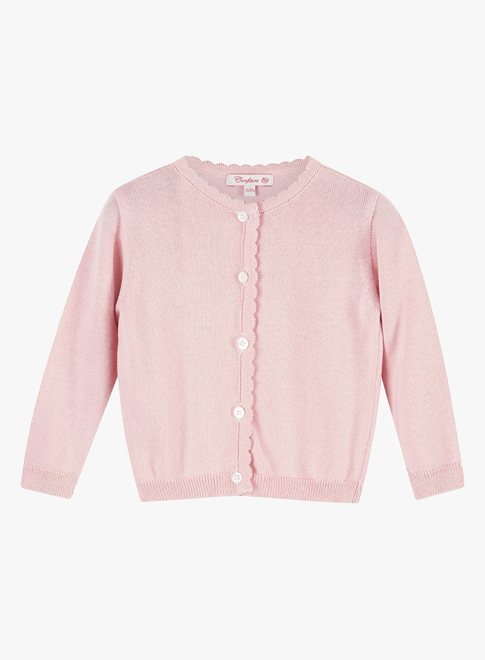 Confiture Cardigan Little Pretty Scalloped Edge Cardigan in Pale Pink