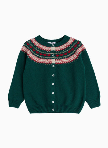 Confiture Cardigan Natasha Fair Isle Cardigan in Forest Green