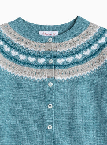 Confiture Cardigan Natasha Fair Isle Cardigan in Teal