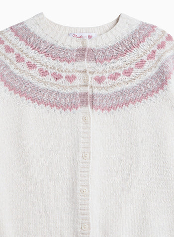 Confiture Cardigan Natasha Fair Isle Cardigan in Winter White