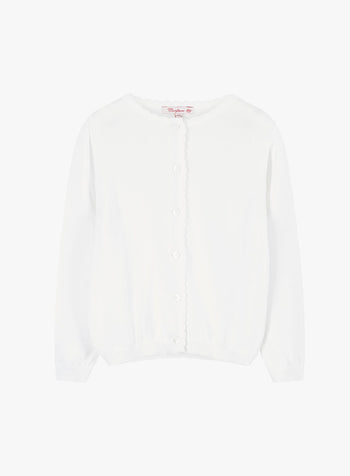 Pretty Scalloped Edge Cardigan in White
