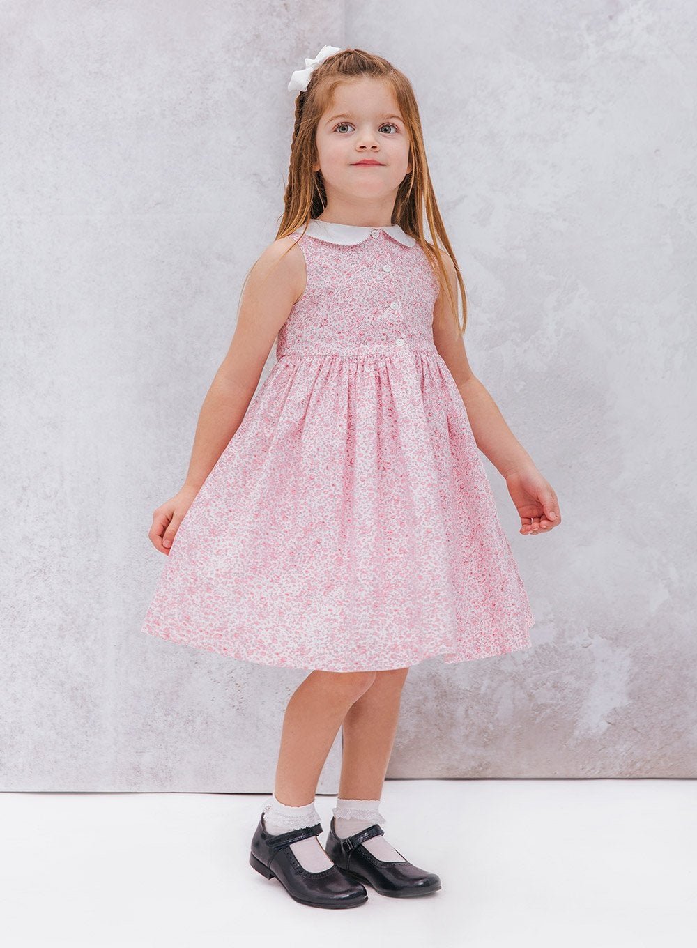 Confiture Dress Clara Button Dress in Pink Ditsy - Trotters Childrenswear