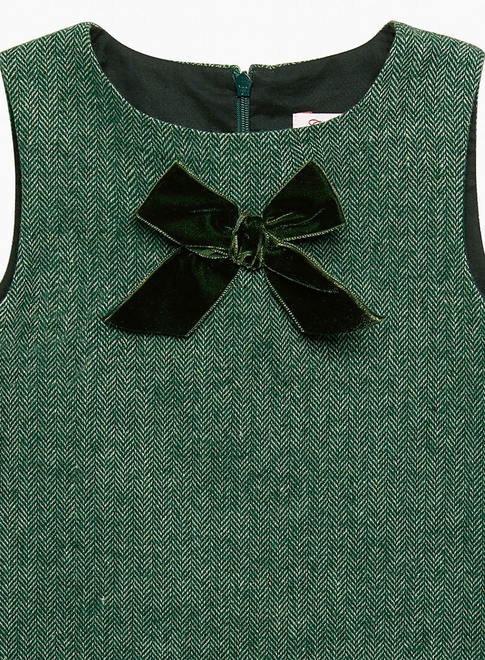 Confiture Dress Georgina Bow Dress in Green Herringbone