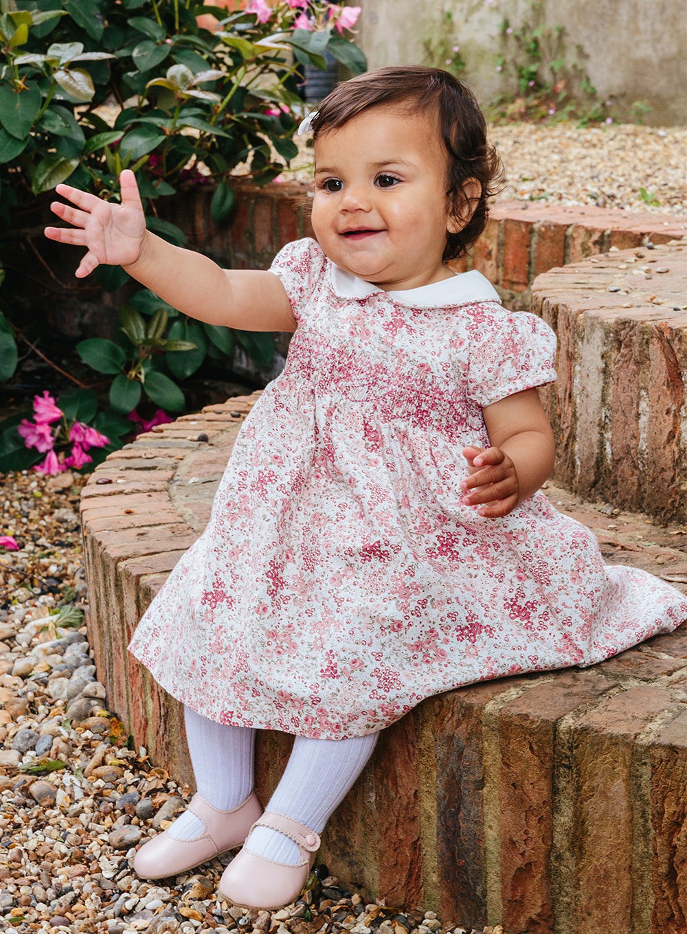Trotters Baby Arabella Bloom Smocked Dress in Pink Floral - 12/18M