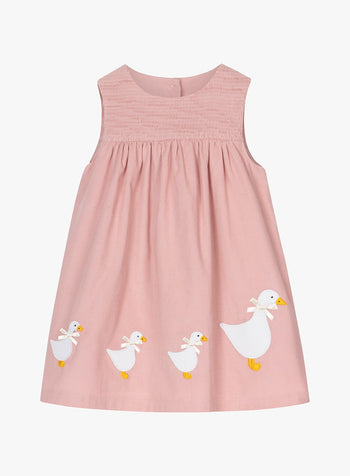 Little Duck Smocked Pinafore in Dusty Pink