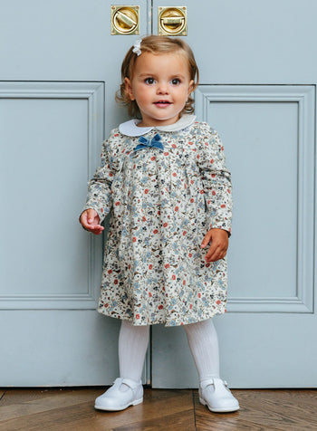 Confiture Dress Little Louise Jersey Dress in Blue Floral Bird