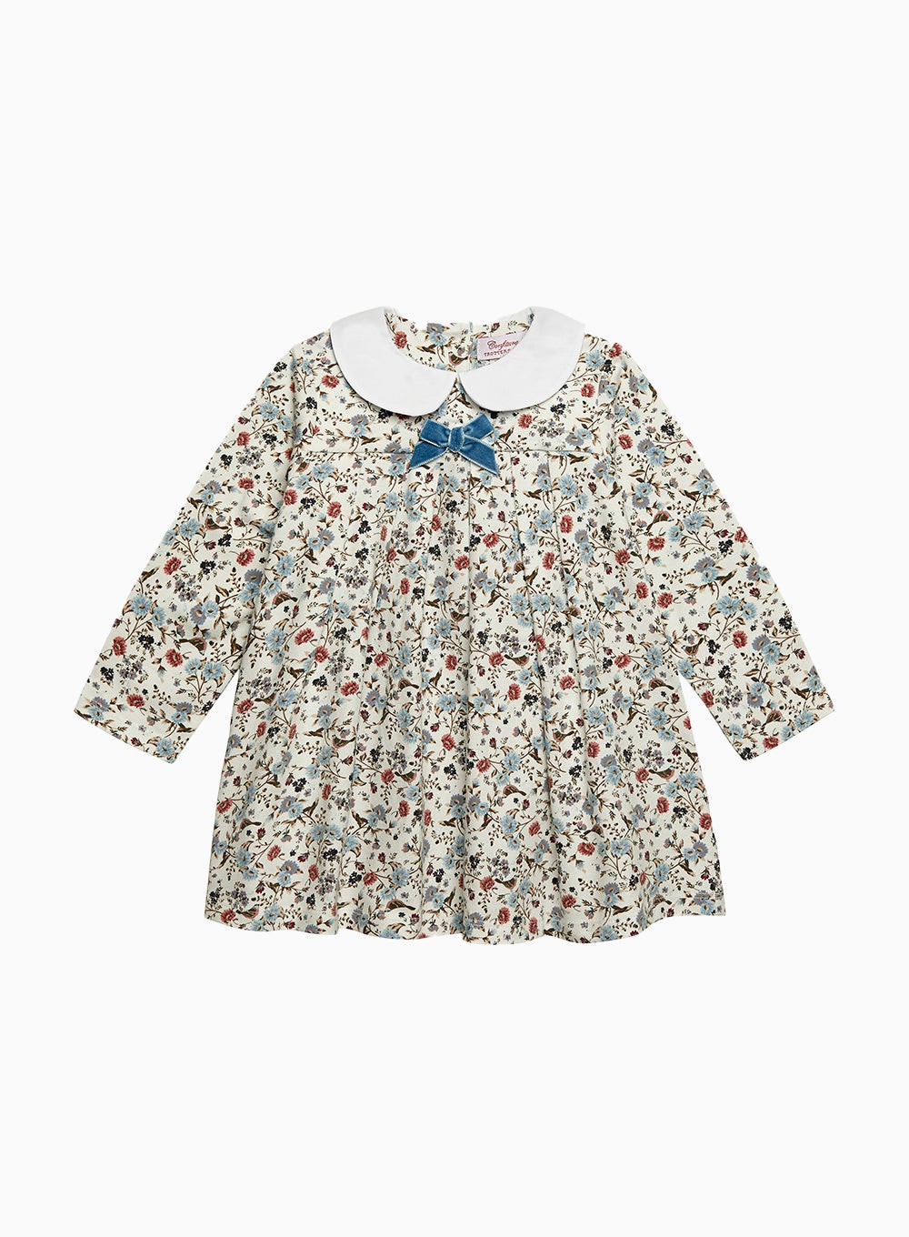 Baby Girls Louise Jersey Dress Dusty Blue Bird Floral | Trotters ...